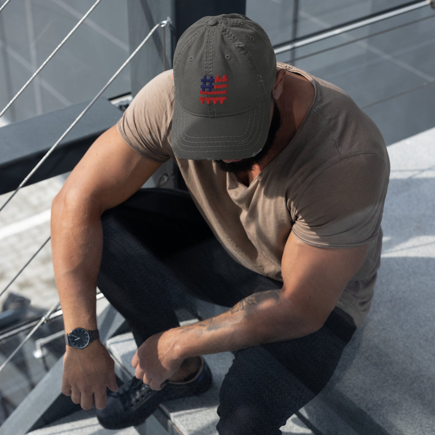 Distressed HashFlag Hat